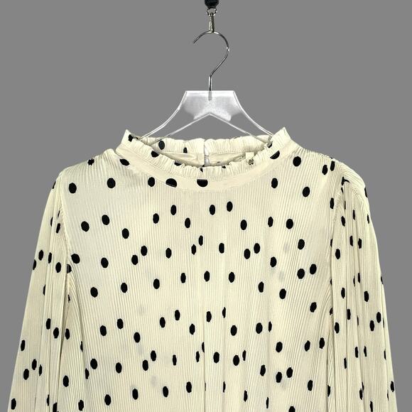 Sézane Rosalinda Blouse 14 Black Ecru Polka Dot Print Career Feminine Corpcore - Picture 5 of 9
